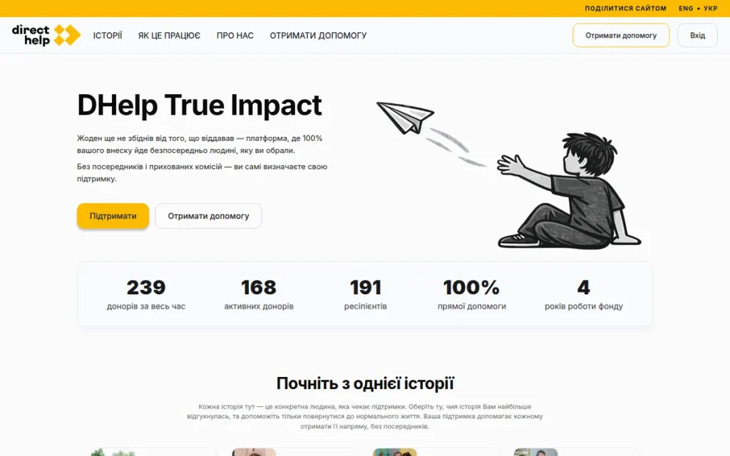 Скриншот головної сторінки DHelp