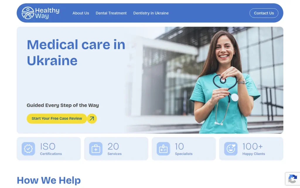 Скриншот головної сторінки Healthy Way